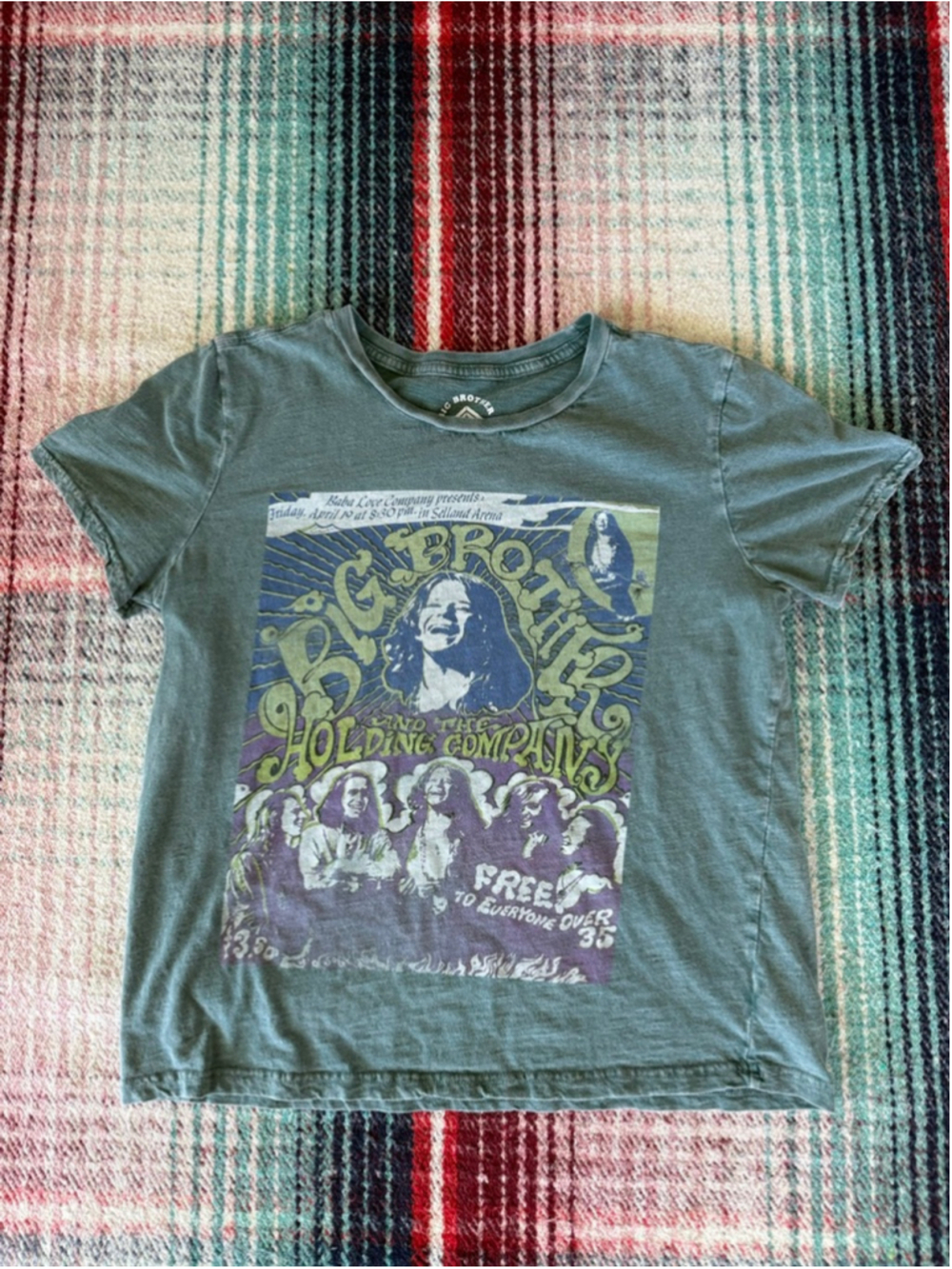 Lucky Brand Green Big Brother & The Holding Co. Janis Joplin Graphic Tee L